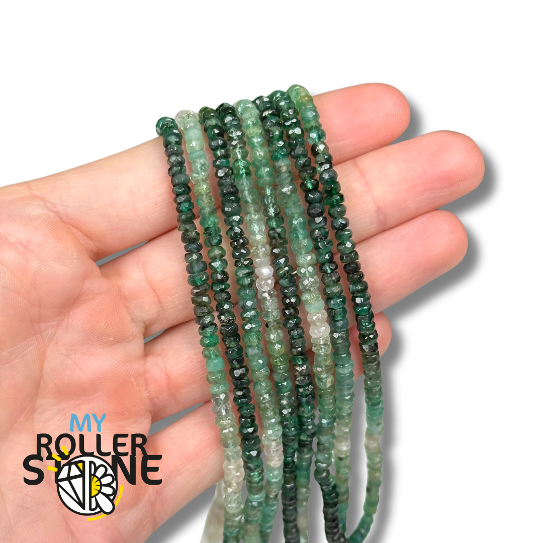 Perle Rondelle Facettée "dégradée" Émeraude 3A