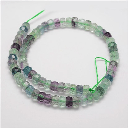 Perle rondelle facettée en fluorite arc-en-ciel - 1 ligne / 6-7 MM - Perles