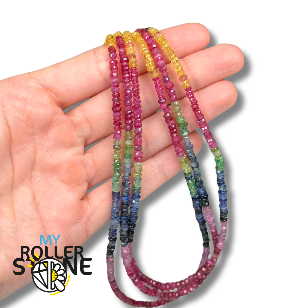 Perle Rondelle Facettée Multi Saphire et Rubis