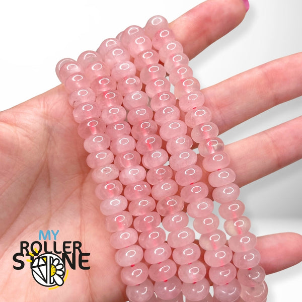 Fil de perles rondelles en quartz rose