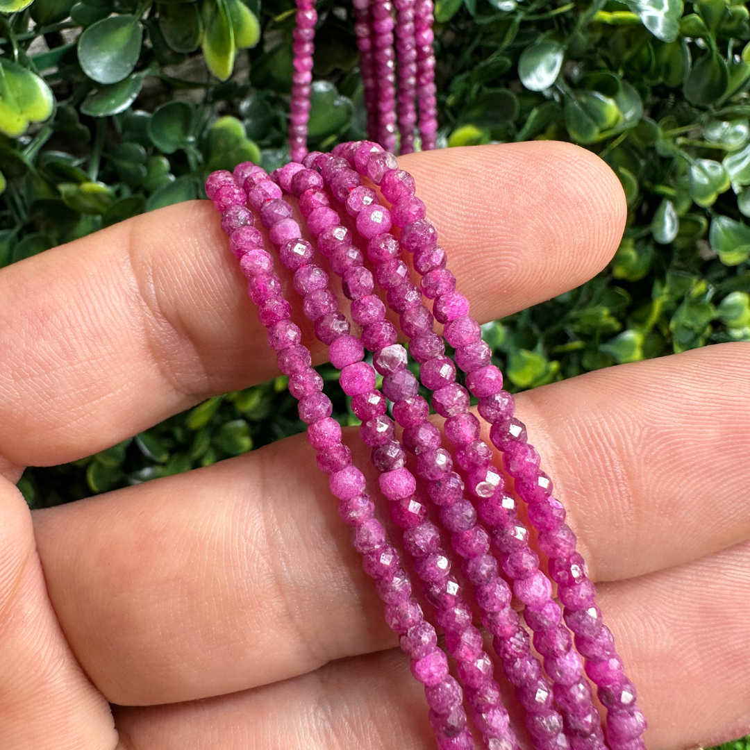 Perle Rubis rondelle facettée - Perles