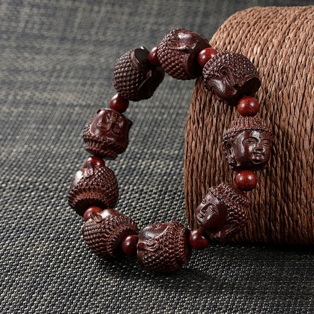 Perle Tête de bouddha en bois