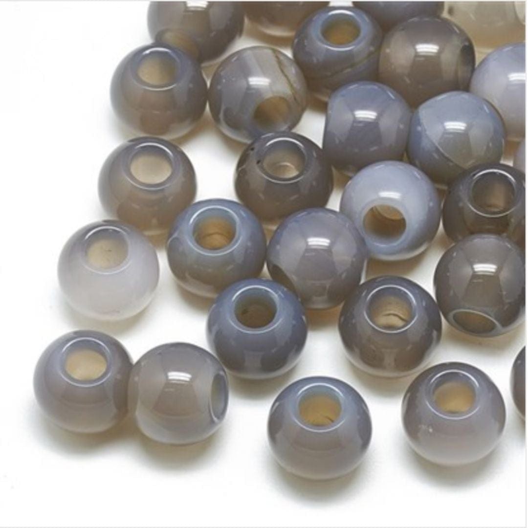 Perle trou large Agate (Grise ou Indienne)