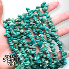 Collier Perles Turquoise Synthèse Avec Crânes Tête De Mort 18mm - 39cm 21 Pièces