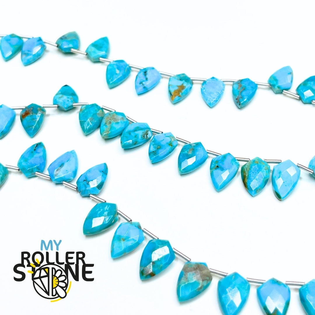 Lot De 60 Perles Anciennes En Cristal – Forme Poire Facettées Bleu Vintage – Tchécoslovaquie