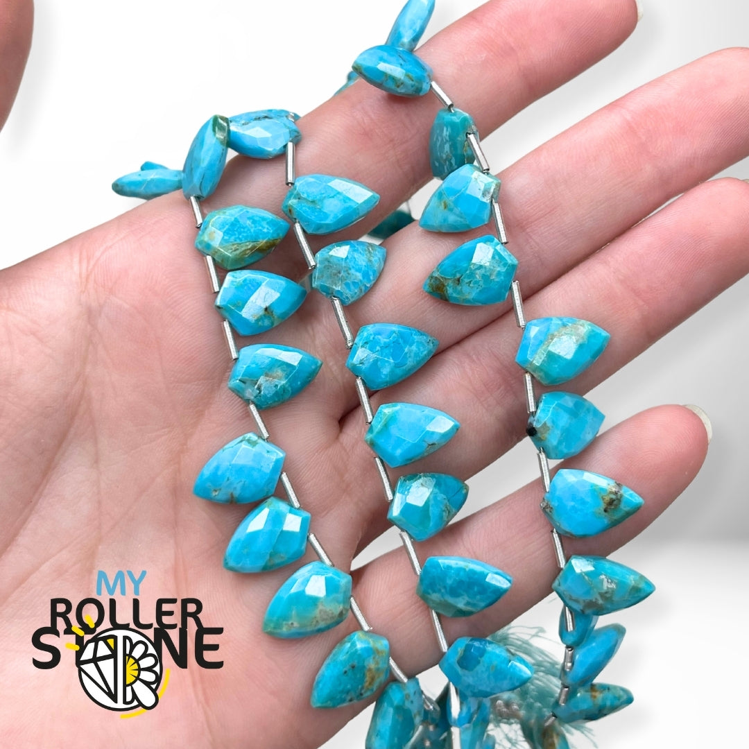 Boucles D'oreilles Turquoise Argenté Goutte Double Ligne Style Mexique Aztèque - Dormeuses