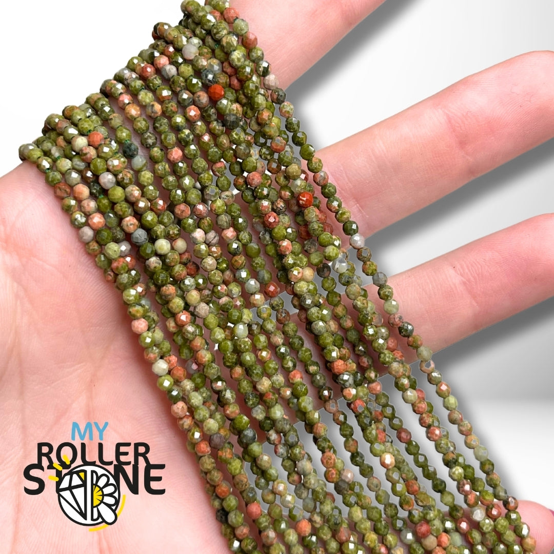 Perle Unakite facettée - Perles