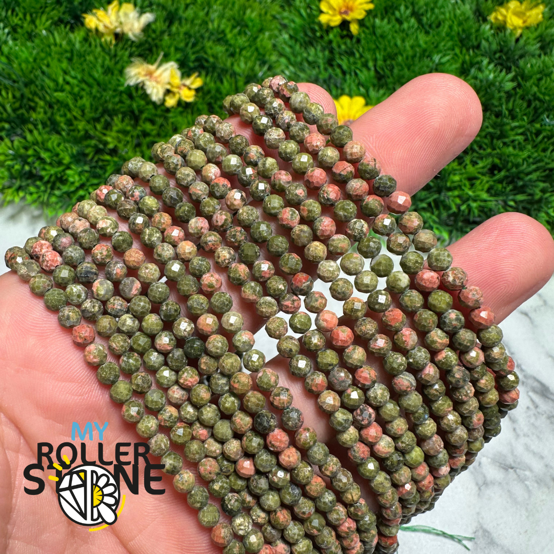 Perle Unakite facettée - Perles
