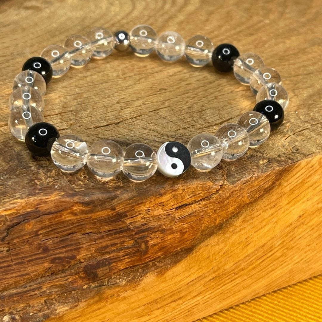 Perle Yin-Yang nacre et Onyx - Perles