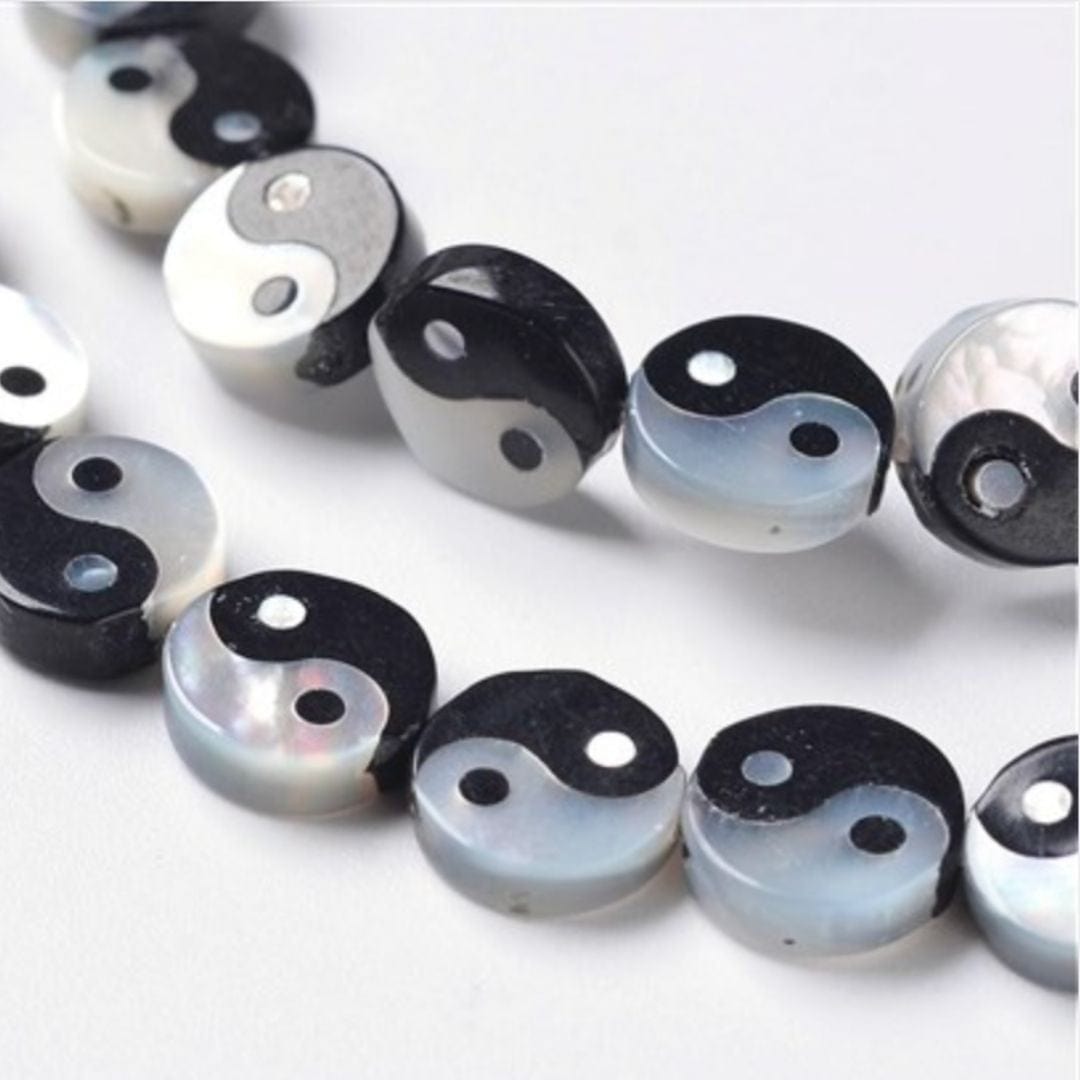 Perle Yin-Yang nacre et Onyx - Perles