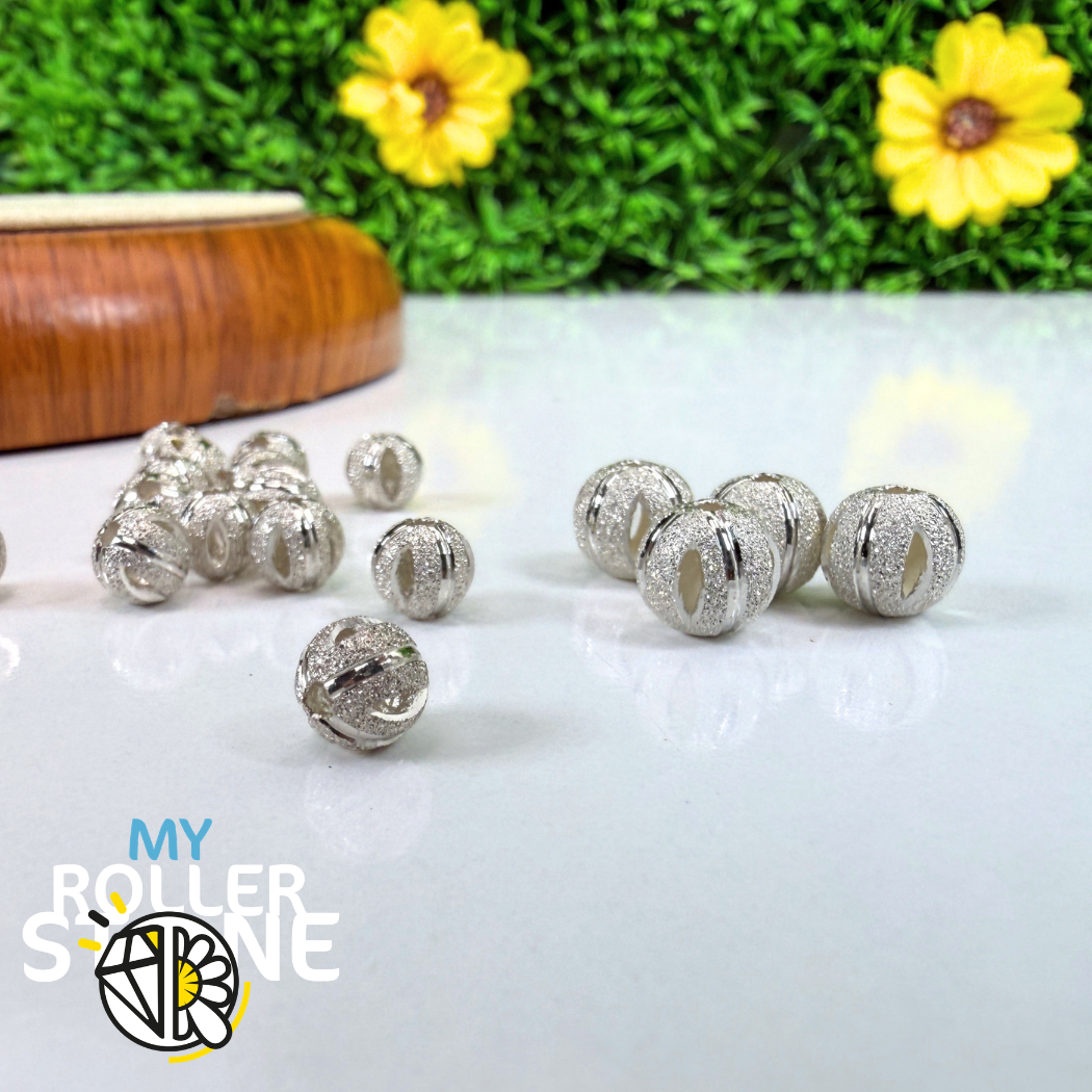 Perles Rondes Givrées en Argent 925