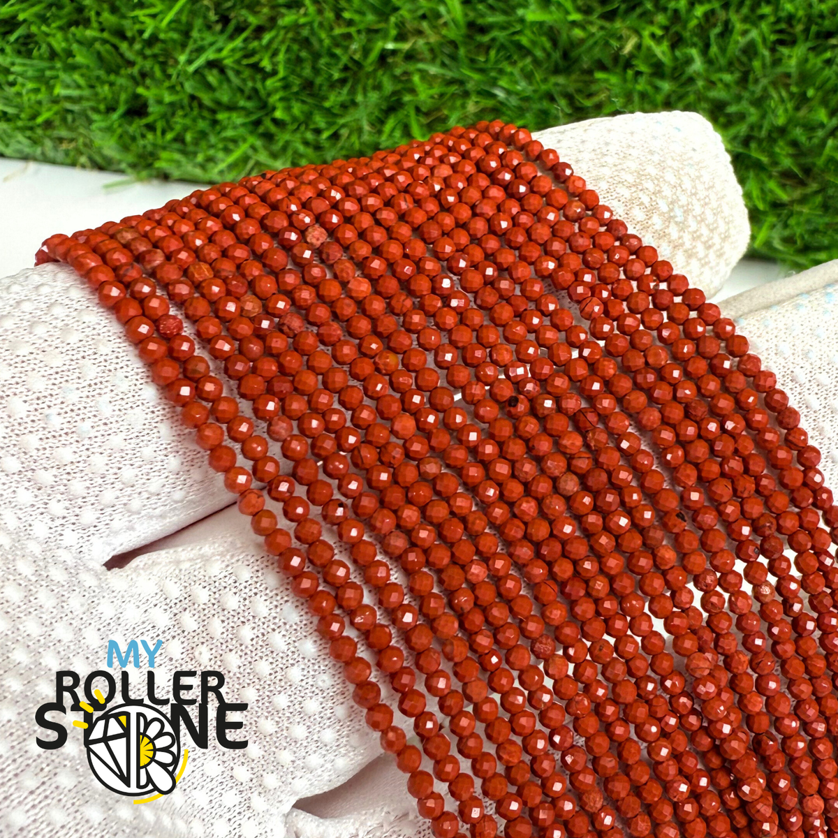 Perle Facettée Jaspe rouge 2MM