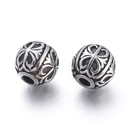 Perles en acier style argent antique