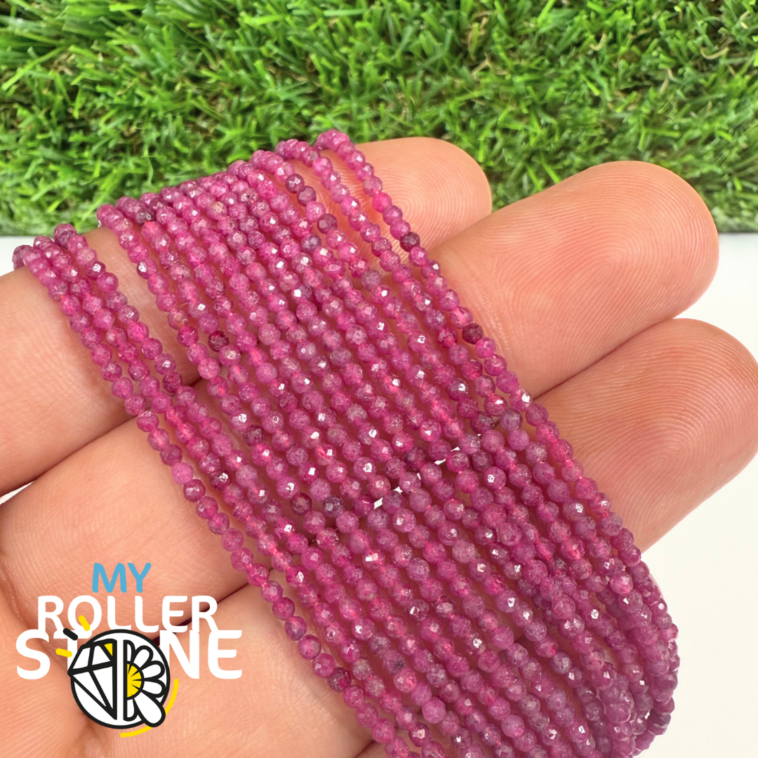 Perles Facettées Rubis 3A - 2 MM - Perles