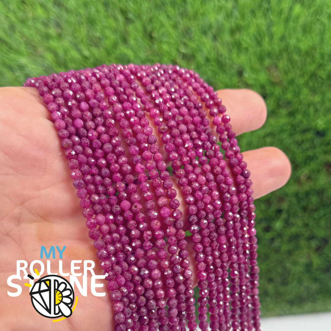 Perles Facettées Rubis 3A - 2 MM - Perles