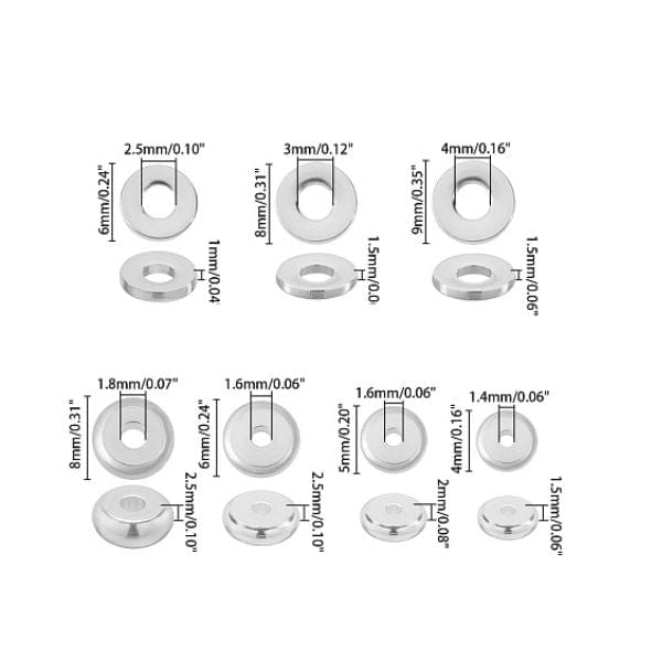 Perles intercalaires plates rondes en acier inoxydable