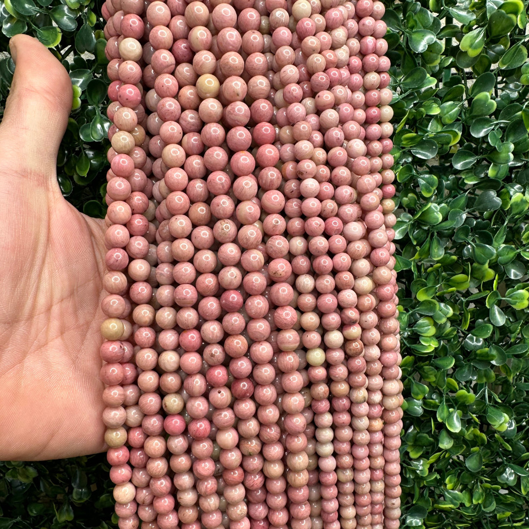 Perle en  rhodonite rose
