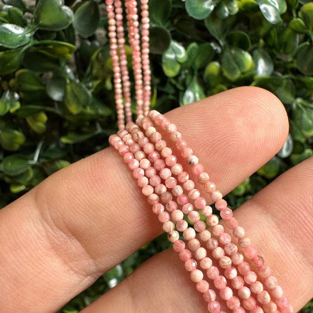 Perles Rhodochrosite Facettée 2 mm - Perles
