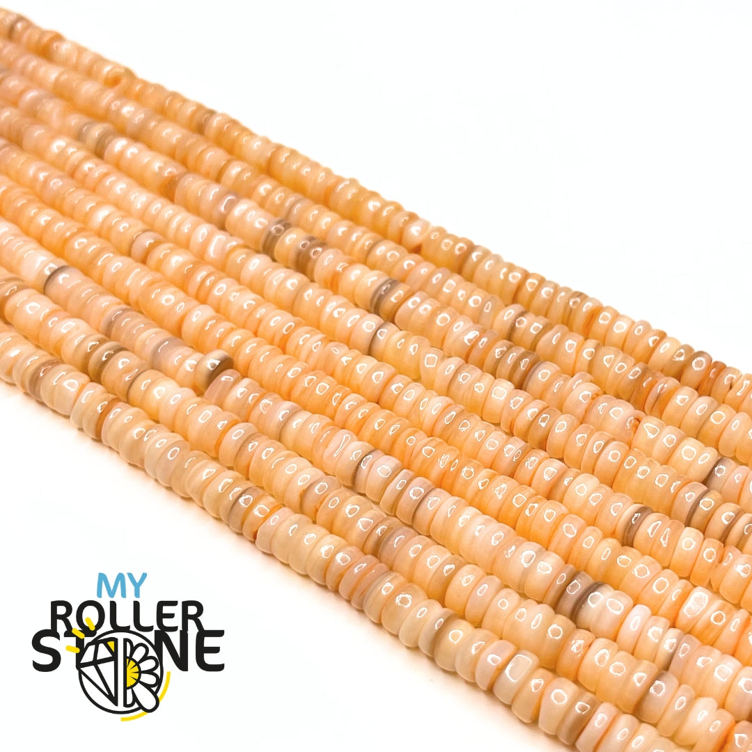 Perles Rondelles Nacre Naturelle Orange Foncé