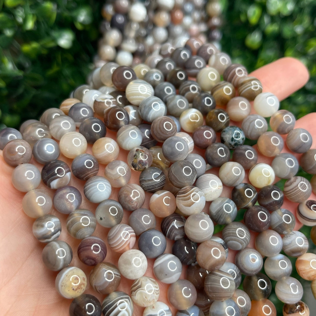 Personnaliser Votre Collier de perles (50 cm) - Agate du Botswana / 4 MM / Argenté