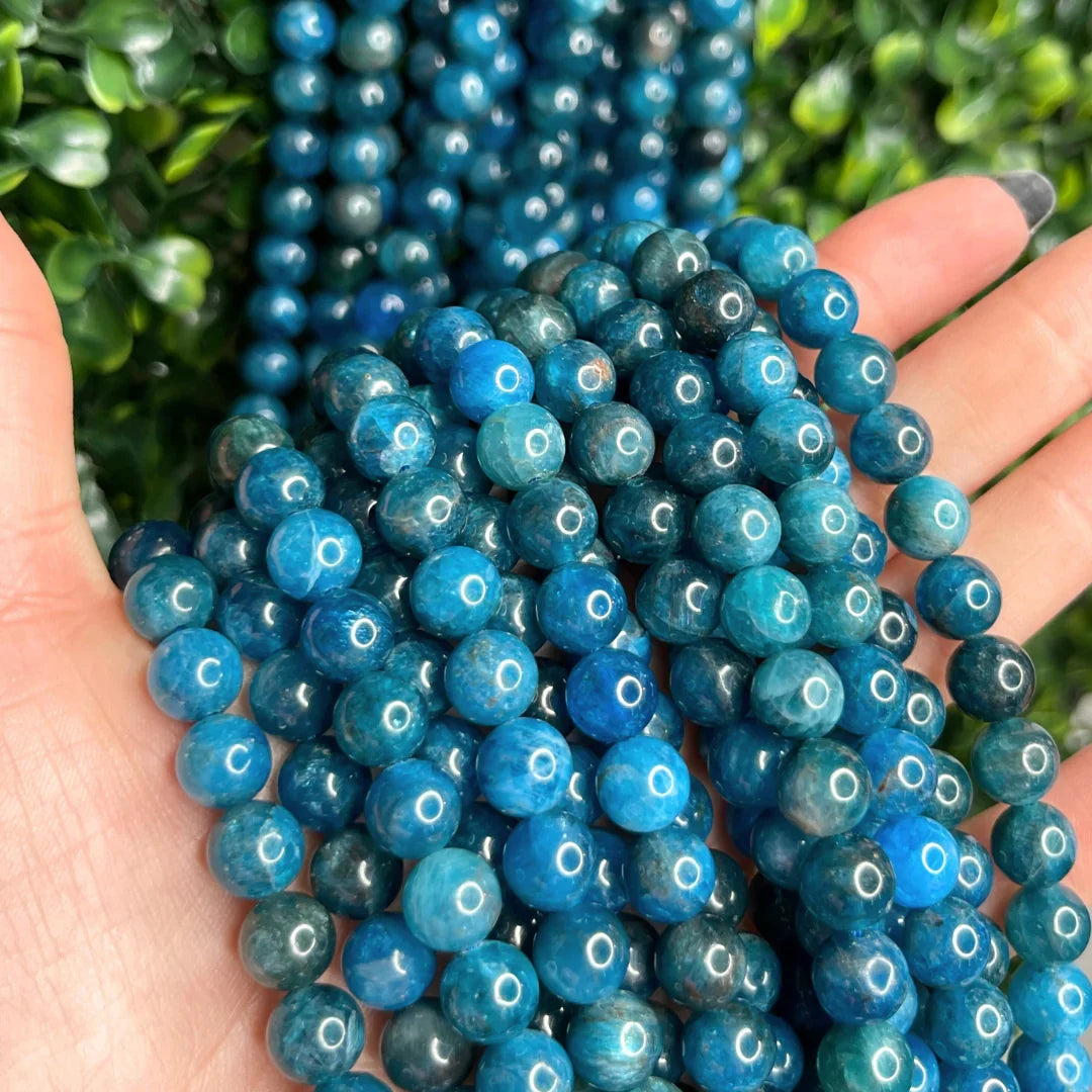 Personnaliser Votre Collier de perles (50 cm) - Apatite Bleue / 4 MM / Argenté