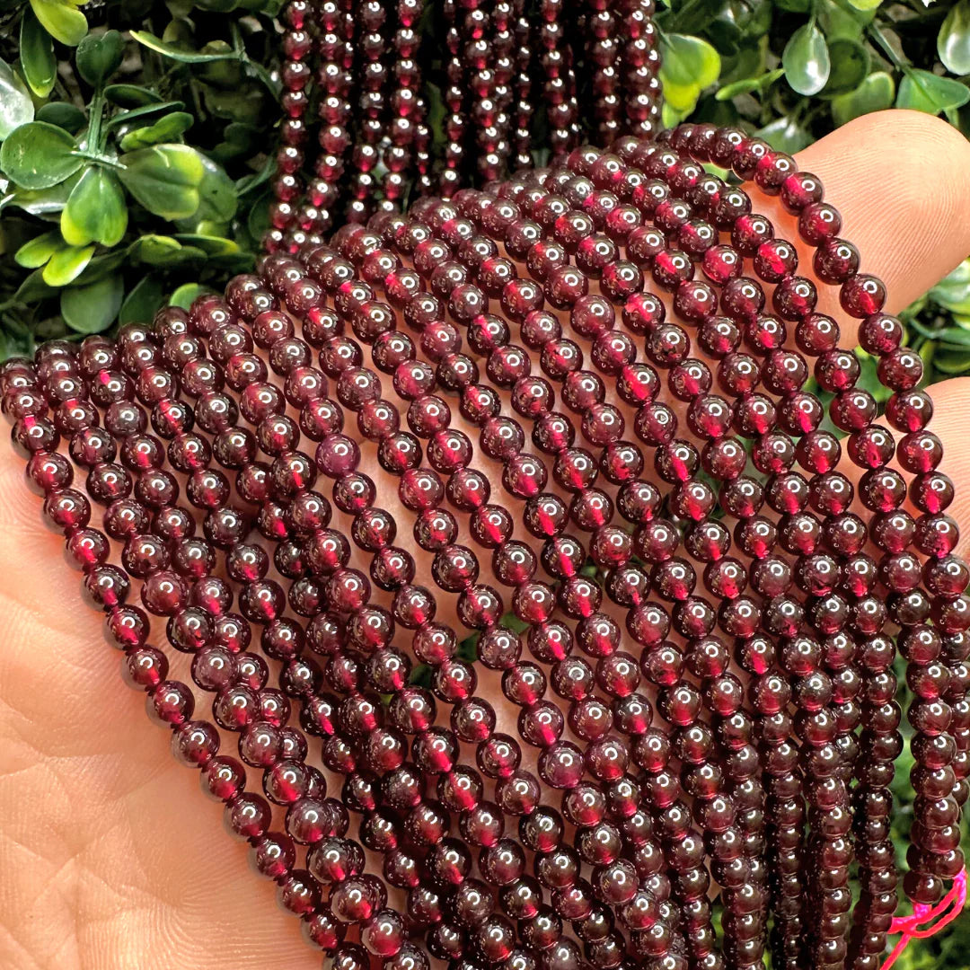 Personnaliser votre Collier de perles (55 cm) - Grenat / 4 MM / Argenté