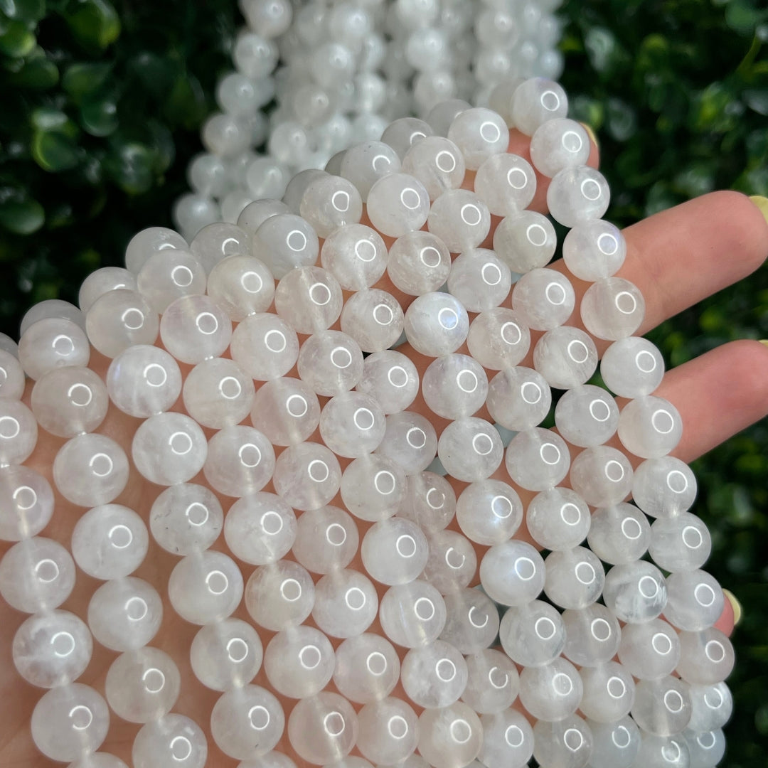 Personnaliser votre Collier de perles (55 cm) - Pierre de lune / 4 MM / Argenté