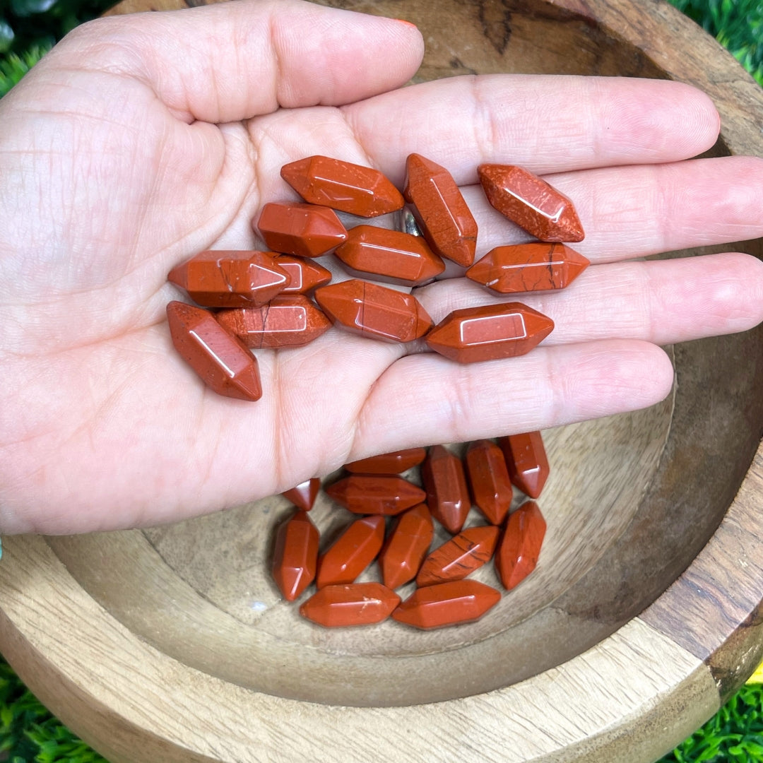 Petite Double Pointe Jaspe Rouge