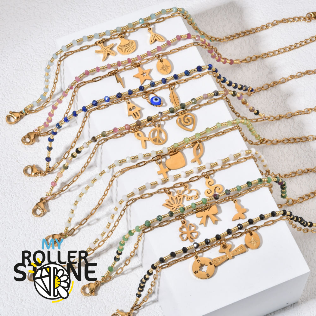 Bracelet Bohème Multi-Rangs en Pierres Naturelles