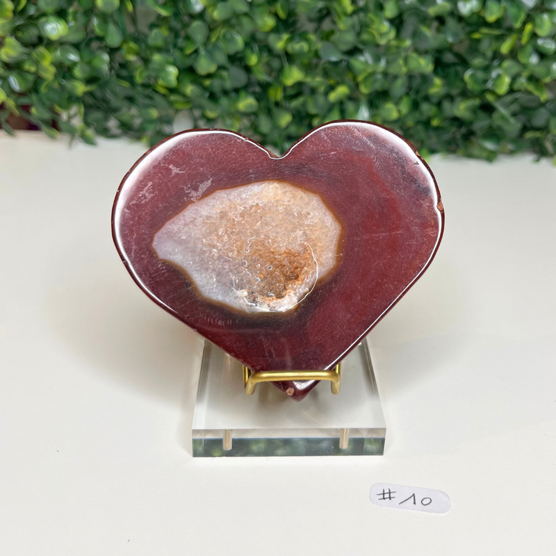 Pierre Coeur Cornaline #10 + Support Offert - Pierres et fossiles