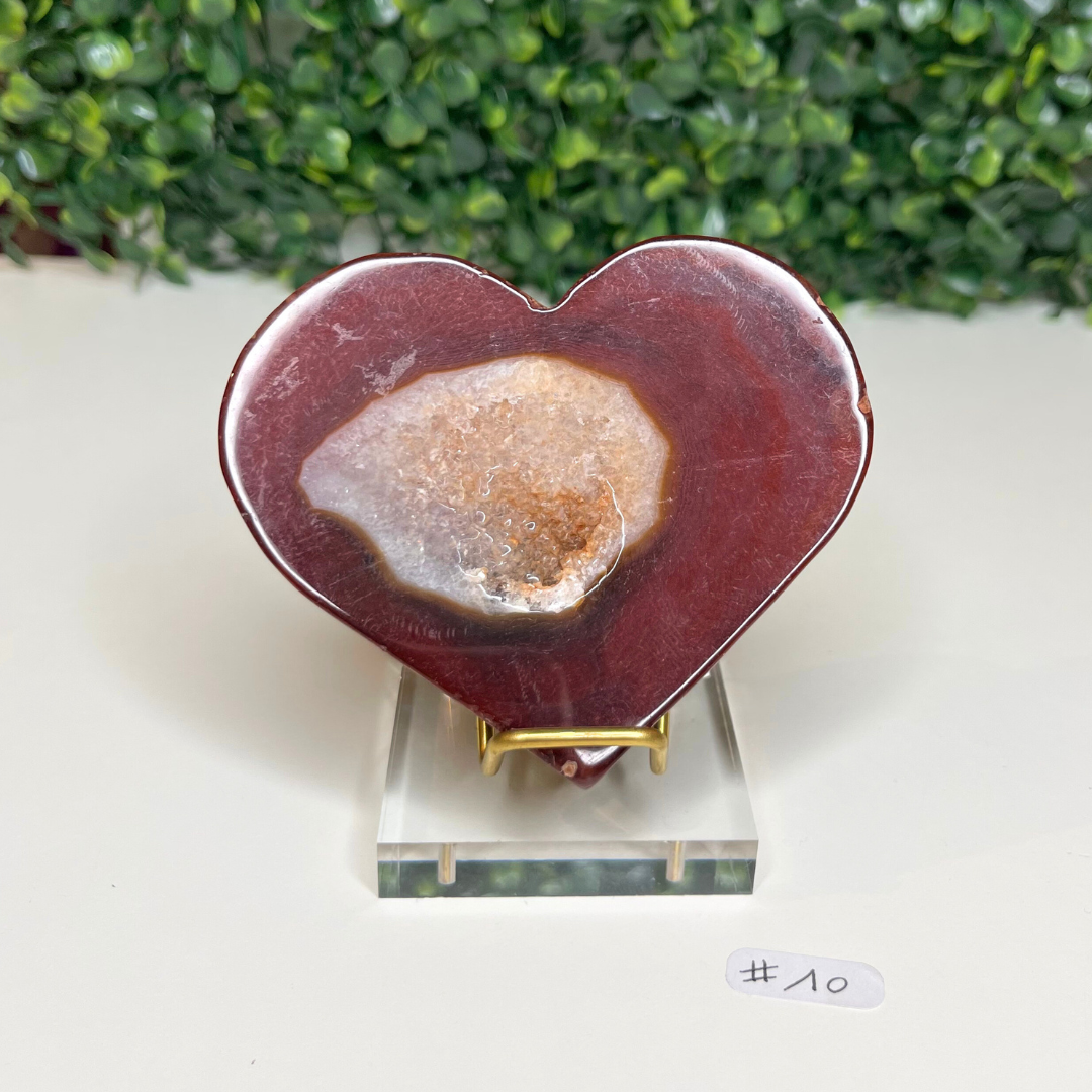 Pierre Coeur Cornaline #10 + Support Offert - Pierres et fossiles