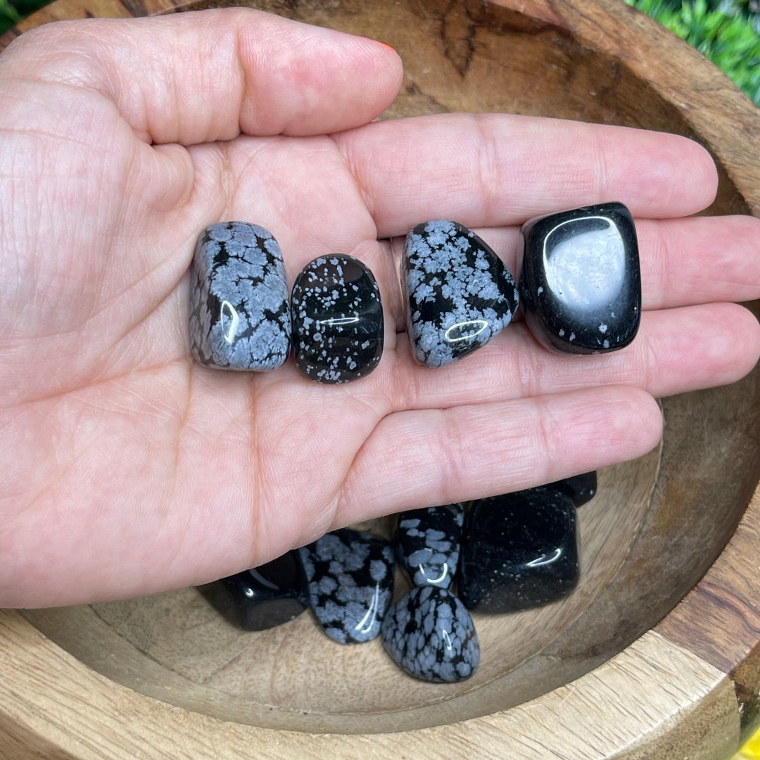 Pierre Roulée en Obsidienne Flocon de neige