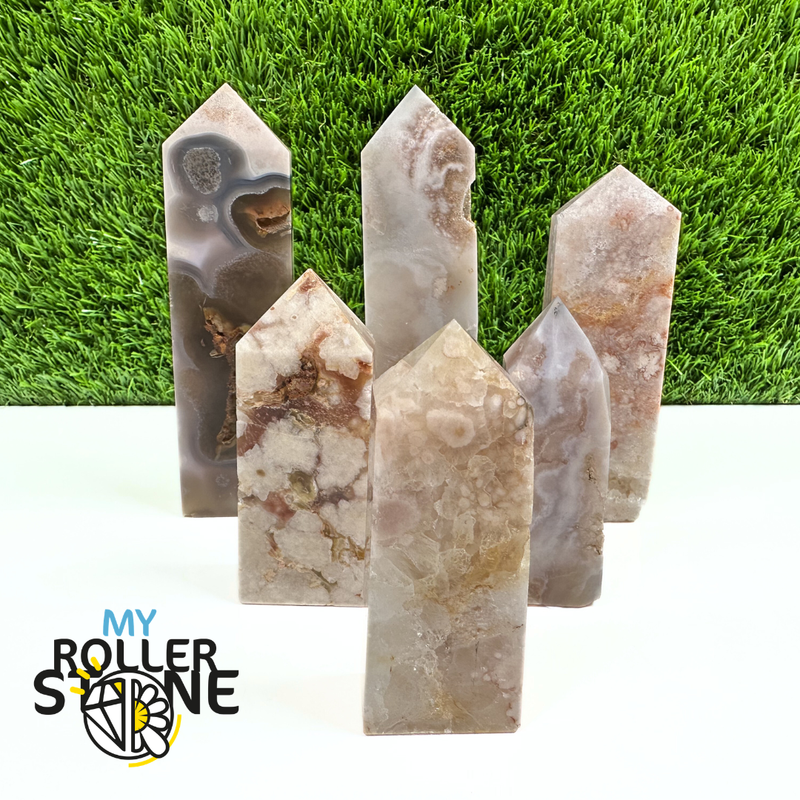 Pointes Pierre Rectangulaire Agate Fleur