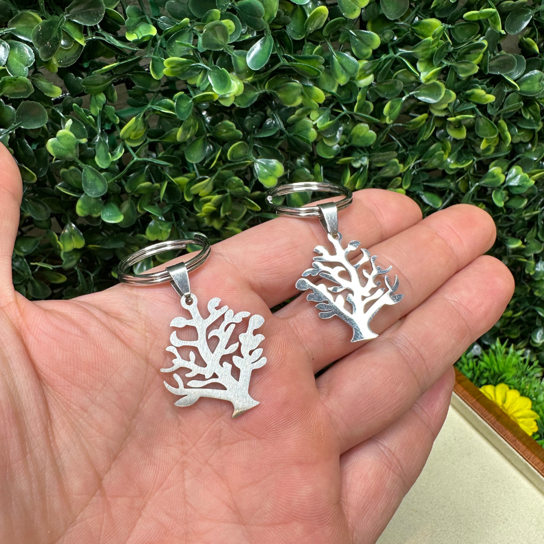 Porte clef Arbre de vie en acier inoxydable