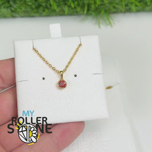 Pendentif Solitaire Grenat rond Argent 925 plaqué Or