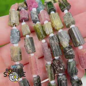 Perles colonne Tourmaline Multicolore 3A