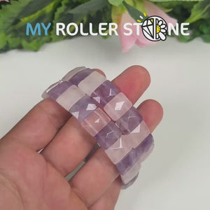 Bracelet en Améthyste & Quartz Rose