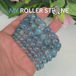 Bracelet Aigue Marine avec Tourmaline Noire