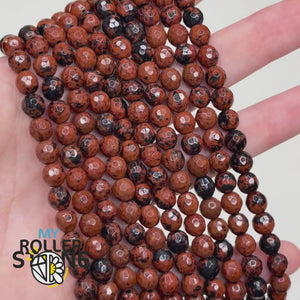 Perles Facettées Obsidienne Acajou Mahogany