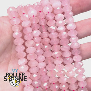 Perles rondelles facettées Quartz rose