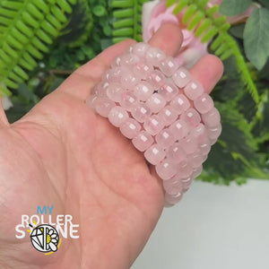 Bracelet Perle ovalisé Quartz rose de Madagascar 5A