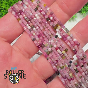 Perle carrée Tourmaline multicolore