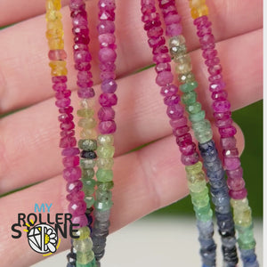 Perles Rondelle Facettée Multi Saphire et Rubis