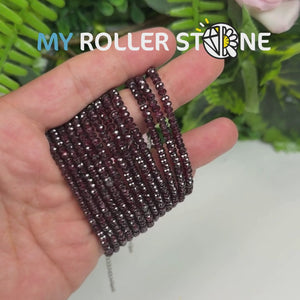 Bracelet facetté Grenat rouge fermoir Acier inoxydable