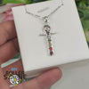 Pendentif Croix Ankh Égyptienne 7 Chakras en Argent 925 et Pierres Naturelles