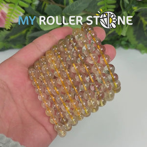 Bracelet perle Quartz rutile doré 3A