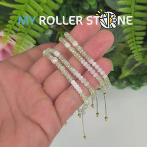 Bracelet Ajustable Pierre de Lune et Préhnite
