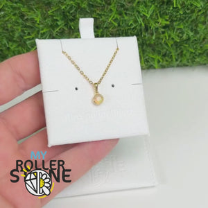 Pendentif Solitaire rond serti Opale Éthiopienne Argent 925 Plaqué Or
