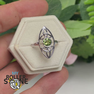 Bague Celtique en Argent 925 et Péridot Naturel Facetté
