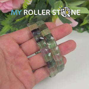 Bracelet Manchette en Fluorite Arc-en-Ciel